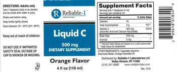 Reliable 1 Laboratories Liquid C 500 mg Orange Flavor - supplement