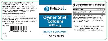 Reliable 1 Laboratories Oyster Shell Calcium 500 mg - supplement