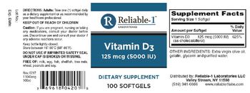Reliable 1 Laboratories Vitamin D 125 mcg (5000 IU) - supplement