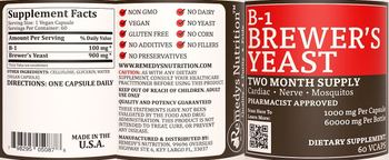 Remedys Nutrition B-1 Brewer's Yeast 1000 mg - supplement