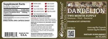 Remedys Nutrition Dandelion 1000 mg - supplement