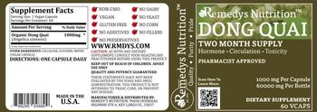 Remedys Nutrition Dong Quai 1000 mg - supplement