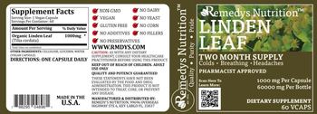 Remedys Nutrition Linden Leaf 1000 mg - supplement