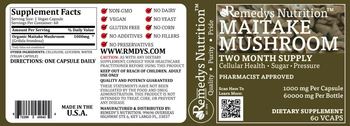Remedys Nutrition Maitake Mushroom 1000 mg - supplement
