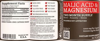 Remedys Nutrition Malic Acid & Magnesium 1000 mg - supplement