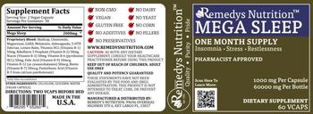 Remedys Nutrition Mega Sleep 1000 mg - supplement