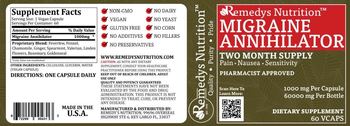 Remedys Nutrition Migraine Annihilator 1000 mg - supplement