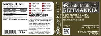 Remedys Nutrition Rehmannia 1000 mg - supplement