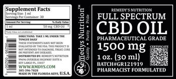Remedys Nutriton Full Spectrum CBD Oil 1500 mg - supplement