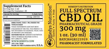Remedys Nutriton Full Spectrum CBD Oil 300 mg - supplement