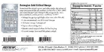 Renew Life Norwegian Gold Critical Omega Natural Orange Flavor - supplement