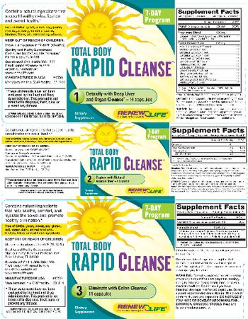 Renew Life Total Body Rapid Cleanse 3 Eliminate With Colon Cleanse - supplement