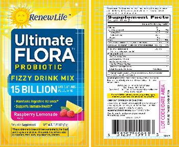 Renew Life Ultimate Flora 15 Billion Fizzy Drink Mix Probiotic Raspberry Lemonade Flavor - probiotic supplement