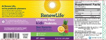 Renew Life Ultimate Flora Kids Probiotic Sour Gummies 2 Billion Live Cultures - probiotic supplement