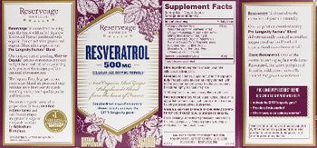 Reserveage Nutrition Resveratrol 500 mg - supplement
