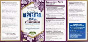 Reserveage Organics The Worlds Finest Resveratrol 250 mg - supplement