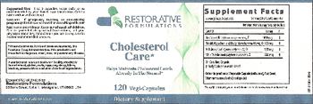 Restorative Formulations Cholesterol Care - supplement