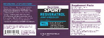 ResVitale Sport Resveratrol Joint & Recovery With Perluxan - supplement
