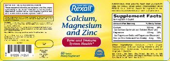 Rexall Calcium, Magnesium and Zinc - supplement