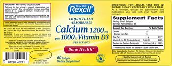 Rexall Liquid Filled Absorbable Calcium 1200 mg Plus 1000 IU Vitamin D3 - supplement