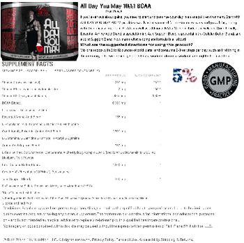 Rich Piana 5% Nutrition All Day You May 10:1:1 BCAA Fruit Punch - supplement
