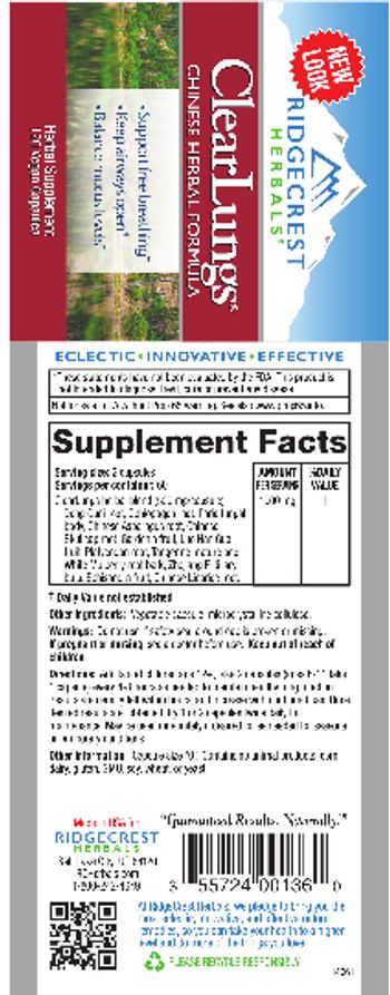 RidgeCrest Herbals ClearLungs - herbal supplement