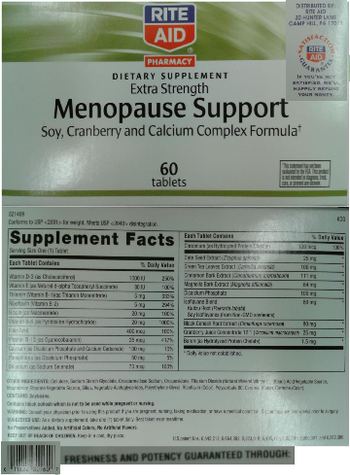 Rite Aid Pharmacy Extra Strength Menopause Support - supplement