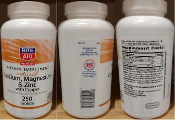 Rite Aid Pharmacy Natural Calcium, Magnesium & Zinc with Copper - supplement