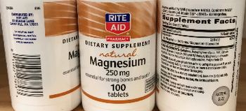 Rite Aid Pharmacy Natural Magnesium 250 mg - this statement has not been evaluated by the fda this product is not intended to diagnose treat cure
