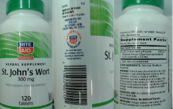 Rite Aid Pharmacy St. John's Wort 300 mg - herbal supplement