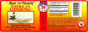 Root To Health American Ginseng - herbal supplement