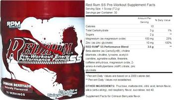 RPM Nutrition RedRum SS Crimson Berryade Flavor - supplement