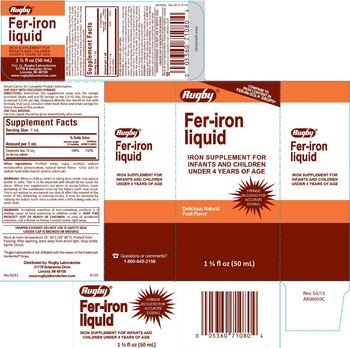 Rugby Fer-iron Liquid Delicious Natural Fruit Flavor - iron supplement for infants and children under 4 years of age