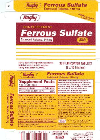 Rugby Ferrous Sulfate Extended Release, 140 mg - iron supplement