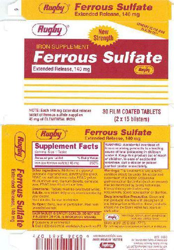 Rugby Ferrous Sulfate Extended Release 140 mg - iron supplement