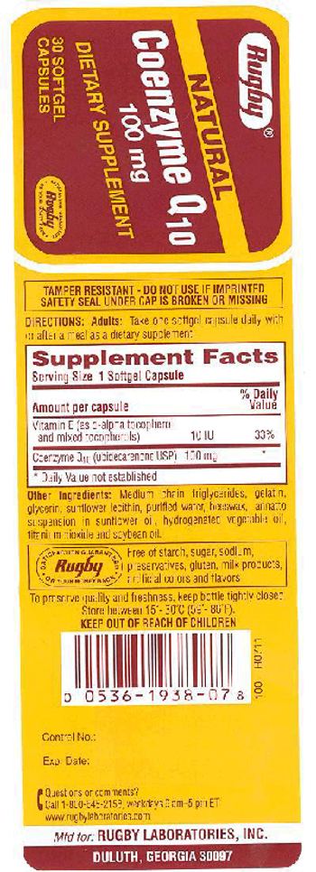 Rugby Natural Coenzyme Q10 100mg - supplement