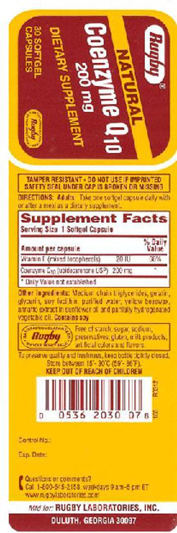 Rugby Natural Coenzyme Q10 200 mg - supplement