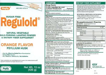 Rugby Sugar Free Reguloid Psyllium Husk Orange Flavor - natural vegetable bulkforming laxative powder 7 fiber supplement