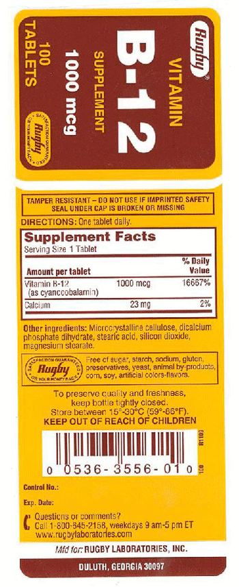 Rugby Vitamin B-12 1000 mcg - supplement