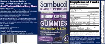 Sambucol Black Elderberry Gummies with Vitamin C & Zinc - supplement