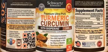 Schwartz Bioresearch Premium Ultra Pure Turmeric Curcumin 1500 mg with BioPerine - natural supplement