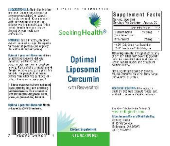 Seeking Health Optimal Liposomal Curcumin With Resveratrol - supplement