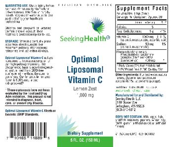 Seeking Health Optimal Liposomal Vitamin C 1,000 mg Lemon Zest - supplement