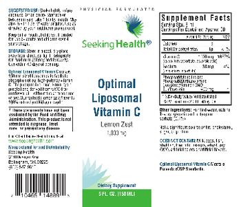 Seeking Health Optimal Liposomal Vitamin C Lemon Zest 1,000 mg - supplement