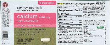 Simply Right Calcium 600 mg with Vitamin D3 - supplement