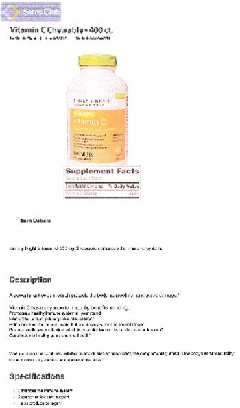 Simply Right Chewable Vitamin C 500 mg Orange Juice Flavor - supplement