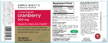 Simply Right Clinical Strength Cranberry 500 mg - herbal supplement