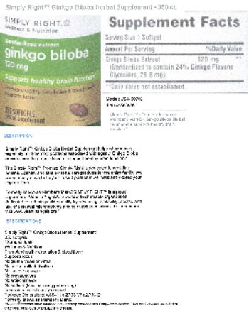 Simply Right Standardized Extract Ginkgo Biloba 120 mg - herbal supplement