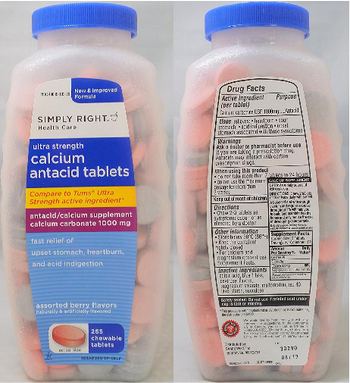 Simply Right Ultra Strength Calcium Antacid Tablets - calcium supplement