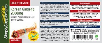 Simply Supplements High Strength Korean Ginseng 2000 mg - 